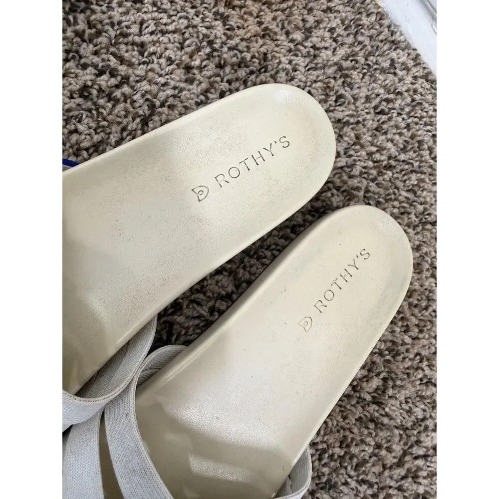 Rothy's The Slide Sandal Cloud White Womens Sz 11.5 Strappy Neutral Casual